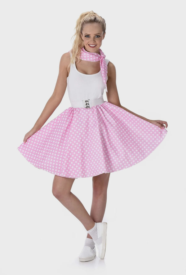 Light Pink Polka Dot Skirt and Necktie